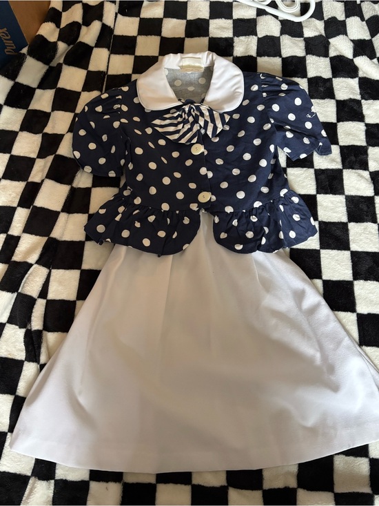 Vintage Other - Size 8 Vintage 2pc white polkadot dress